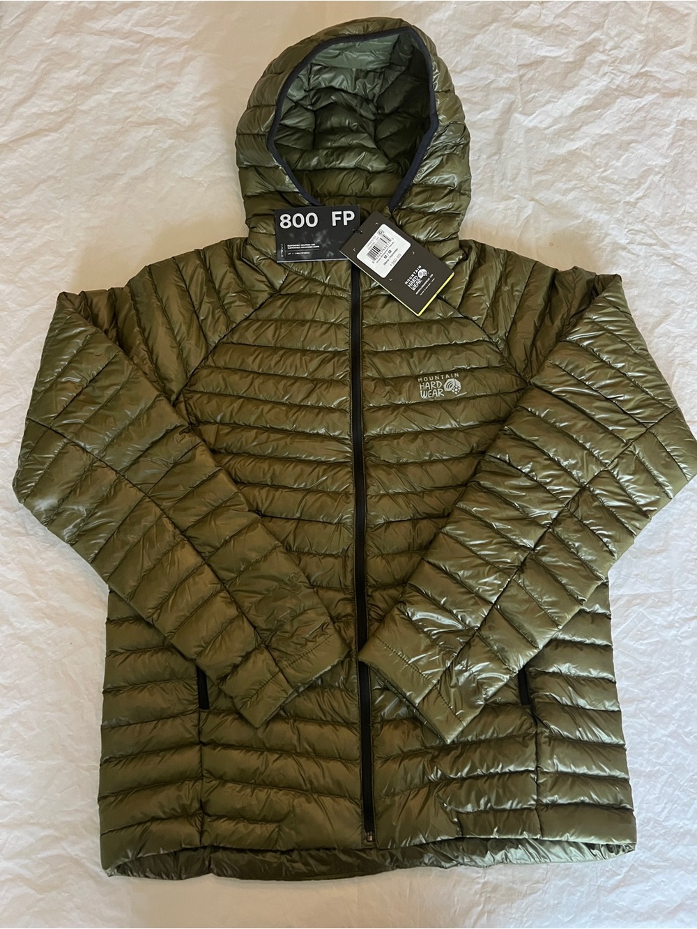 Mountain Hardwear Ghost Whisperer Hoody 800 Down Jacket Olive Mens M NWT